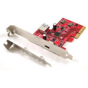 Ableconn PEX-UB162 USB 3.2 Gen 2 (10 Gbps) External 1x USB-C + Internal 1x USB-A Low Profile PCI Express (PCIe) x4 Host Adapter Card (ASMedia ASM3142 Controller)