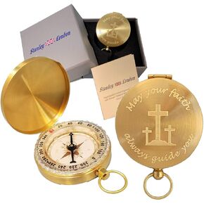 Personalized Compass for Baptism, Confirmation, First Communion | Engraved Gift of Faith for Catholic or Christian Men, Teen Boy, Boys, Son, Grandson