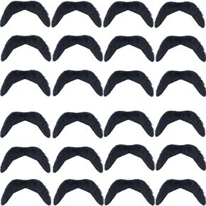 24 Pcs Self Adhesive Fake Black Mustache Novelty Black Plush Mustaches Hairy Fake Black Sticker Mustache Detective Black Moustache Stickers Fun Party Accessories Party Decor Party Supplies