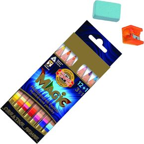 Koh-I-Noor MAGIC Jumbo Triangular Coloured Pencil (Pack of 12 + 1)
