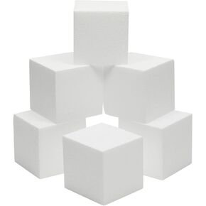 Juvale 6 Pack Foam Cube Squares for Crafts - Polystyrene Blocks for DIY, Floral Arrangements, Arts Supplies (4 x 4 x 4 in, White)
