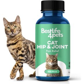 BestLife4Pets Cat Hip and Joint Supplement - Relief from Pain, Inflammation, and Injuries - Improve Mobility - No Odor or Taste - All Natural Easy to Use and Swallow - Pills