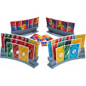 Card Holders for Playing Cards - 4 Pack Playing Card Holder for Kids and Adults,Stackable Storage Game Card Tray for Arthritis Patients with a Travel Pouch (4 Colors)
