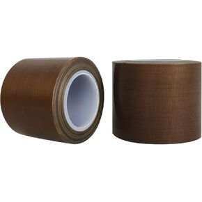 2Pieces Teflon Tape Fiberglass High Temperature PTFE Fabric Roll with Adhesive Heat Resistant for Vacuum Sealer(2inchx 33feet X 0.18mm)
