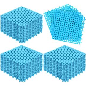 50 Pcs Modular Interlocking Floor Mats Drainage Tiles Pool Floor Mat 11.8'' x 11.8'' Interlocking Floor Tiles, Non Slip TPE Soft for Outdoor Shower Kennel Deck Greenhouse Bathroom Pool, Azure