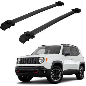 PARTOL Compass Cross Bars Roof Rack Crossbar for Jeep Compass 2017 2018 2019 2020 2021 2022/All-NEW-5-dr SUV with Side Rails, Aluminum Roof Rail Luggage Rack Cargo Carrier for Canoe Kayak Bike