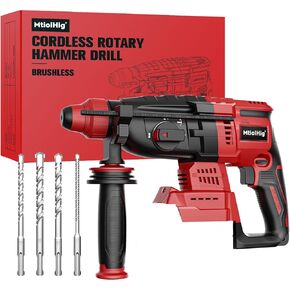 Rotary Hammer Drill For Milwaukee 18V: 1" SDS Plus Brushless Rotary Hammer - Safety Clutch 4 Application Modes Fastest Drilling For Concrete Tile Wood Wall Including 4 Drill Bits(Battery not included)