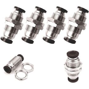 Beduan Pneumatic Plastic Bulkhead Union Fitting 1/4 inch Tube OD x 1/4 inch Tube OD Push to Connect Air Fitting (Pack of 5)