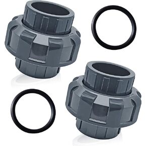 4PCS PVC Union Coupling Pipe Fitting, 1 Inch PVC Slip Union, PVC Union Fittings Set with Slip Socket Port Connection, PVC Pipe Unions for Swimming Pools and Outdoor Plumbing Applications