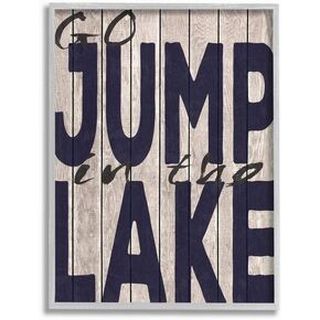 Stupell Industries Go Jump In The Lake Country Typography Navy، تصميم ريجينا نوفيل