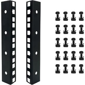 4U Rack Rails with M6 Rack Mount Screws and Cage Nuts Set for DIY Server and Studio Racks