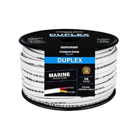 18 Gauge 2 Conductor Marine Wire - 30 ft Duplex Round Marine Grade Wire Tinned Copper Oxygen-Free Insulated - 18/2 AWG UL 1426 Standard PVC Wire for Boat, Automotive, Speakers, Camper & Trailers