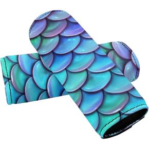 BIGCARJOB حورية البحر قشور السمك مقبض الأمتعة التفاف لحقيبة السفر حقيبة يلتف، 2 حزمة حقيبة عربة مقبض غطاء مقبض الباب مقبض حماية غطاء الأكمام للنساء اكسسوارات السفر in Kuwait