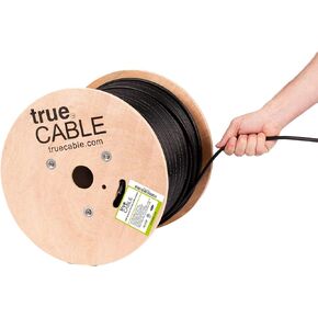 trueCABLE Cat6 Outdoor W/Messenger, Shielded FTP, 1000ft, UV, Aerial, CMX, Black, 23AWG Solid Bare Copper, 550MHz, PoE++ (4PPoE), ETL Listed, Bulk Ethernet Cable