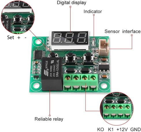 2 قطعة XH-W1219 وحدة التحكم في درجة الحرارة عرض مزدوج وحدة ترموستات رقمية مع مسبار NTC مقاوم للماء، -50 ~ 110 درجة مئوية مفتاح وحدة التحكم في درجة الحرارة الإلكترونية in Saudi Arabia