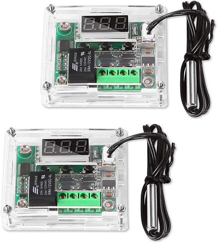 2 قطعة XH-W1219 وحدة التحكم في درجة الحرارة عرض مزدوج وحدة ترموستات رقمية مع مسبار NTC مقاوم للماء، -50 ~ 110 درجة مئوية مفتاح وحدة التحكم في درجة الحرارة الإلكترونية in Saudi Arabia
