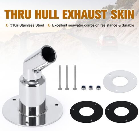 24mm/0.94" 316 Stainless Steel Thru Hull Exhaust Skin Part of Air Diesel Heater For Diesel Parking heaters For Boat Marine Car Truck (Angled) in Saudi Arabia