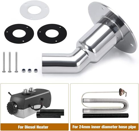 24mm/0.94" 316 Stainless Steel Thru Hull Exhaust Skin Part of Air Diesel Heater For Diesel Parking heaters For Boat Marine Car Truck (Angled) in Saudi Arabia