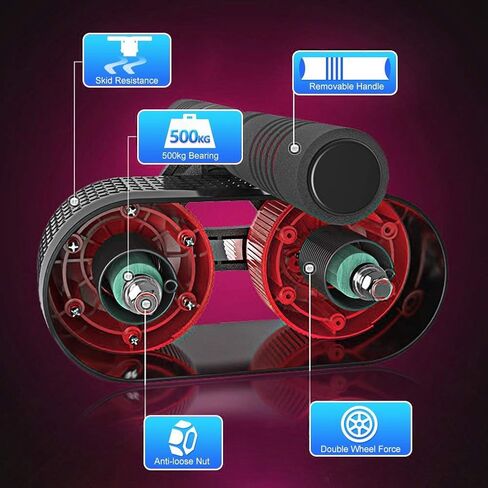 Oileus AB Roller Wheel for Abdominal Exercise, Core Workout Equipment with Automatic Rebound Assistance and Resistance Springs with Ergonomic Handle Sold in Saudi Arabia