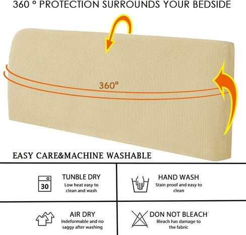 Stretch Jacquard Queen Bed Headboard Slipcover Universal Dust-Proof Decorative Furniture Cover Thick Fabric Soft Bed Head Cover for Bedroom Decor (White) in Saudi Arabia