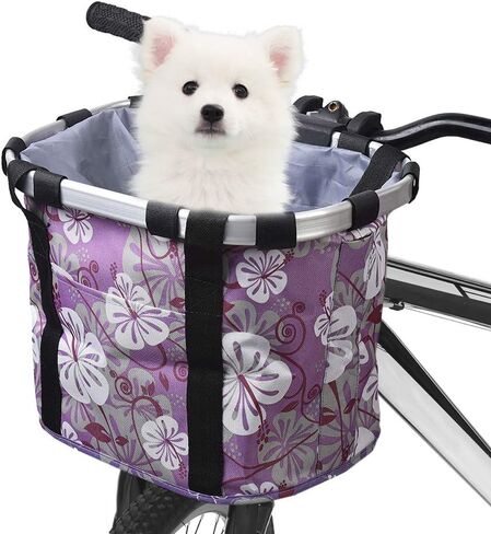 Lixada Bike Basket, Small Pet Cat Dog Carrier Bicycle Handlebar Front Basket Folding Detachable Removable Easy Install Quick Released Picnic Shopping Bag, Max. Bearing: 11lbs in Saudi Arabia