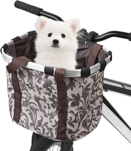 Lixada Bike Basket, Small Pet Cat Dog Carrier Bicycle Handlebar Front Basket Folding Detachable Removable Easy Install Quick Released Picnic Shopping Bag, Max. Bearing: 11lbs in Saudi Arabia
