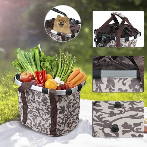 Lixada Bike Basket, Small Pet Cat Dog Carrier Bicycle Handlebar Front Basket Folding Detachable Removable Easy Install Quick Released Picnic Shopping Bag, Max. Bearing: 11lbs in Saudi Arabia