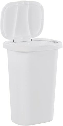 Rubbermaid Spring Top Kitchen Bathroom Trash Can with Lid, 13-Gallon, White, Plastic Garbage Bin/Wastebasket for Home/Kitchen/Bathroom/Garage in Kuwait