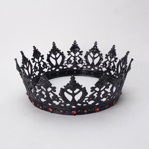 King Crowns for Men Black Crown for Women Medieval Crowns and Tiaras Rhinestone Metal Headpieces for Prom Cosplay Party Homecoming Birthday Halloween Christmas in Saudi Arabia