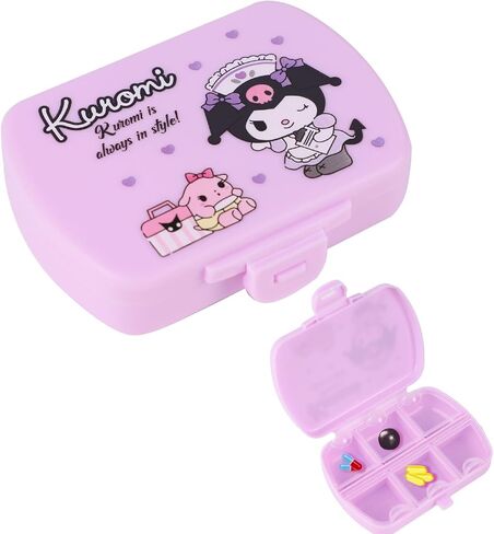 Kawaii Pill Case Purple Pill Box,6 Compartments Cute Pill Container Portable Daily Pill Case to Hold Vitamins,Cod Liver Oil,Supplements,Cartoon Compact Pill Organizer for Office Travel in Saudi Arabia
