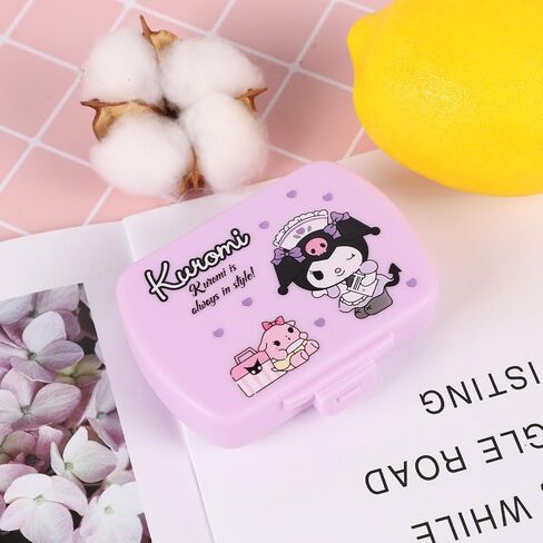 Kawaii Pill Case Purple Pill Box,6 Compartments Cute Pill Container Portable Daily Pill Case to Hold Vitamins,Cod Liver Oil,Supplements,Cartoon Compact Pill Organizer for Office Travel in Saudi Arabia