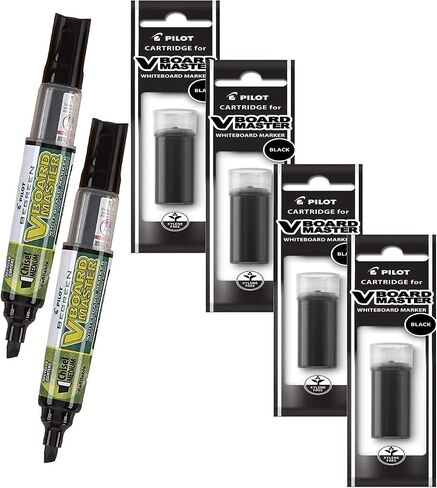Refillable Dry Erase Markers, Pilot V Board Master, 2 Black Ink Chisel Tip Markers with 4 Refills, P1a439146p in Saudi Arabia