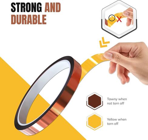 4 Roll - 10mm x 33m (108ft) SAMKARIM Heat Resistant Transfer Tape for Sublimation - Leaves No-Mark or Residue, Strong Adhesive Kapton Tape Perfect for Heat Press, 3D Printer, Soldering, and PCB Boards in Saudi Arabia