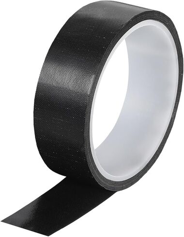 MECCANIXITY شريط درجة حرارة عالية 60 مم شريط قماش مطلي بمادة PTFE شريط مقاوم للحرارة لسدادات الفراغ شريط لاصق 10 متر/33 قدم أسود سمك 0.13 مم in Kuwait