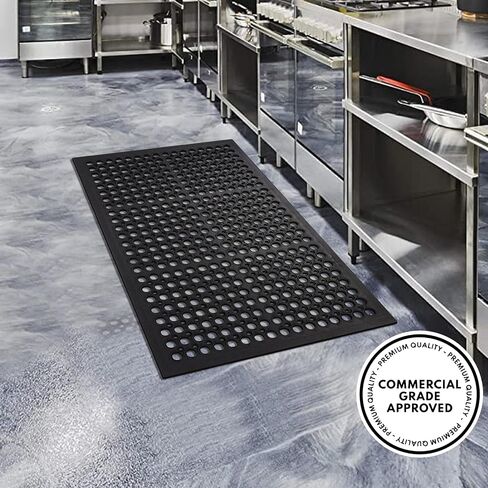 A1HC حصيرة مطاطية متعددة الأغراض مضادة للتعب، مقاس 60.96 سم × 91.44 سم، حصيرة تصريف مقاومة للدهون للحانات والمطاعم، سجادة المطبخ التجارية، سجادة مدخل حمام السباحة، سجادة الفناء، حصيرة مطاطية مضادة للانزلاق مقاومة للماء، أسود in Kuwait
