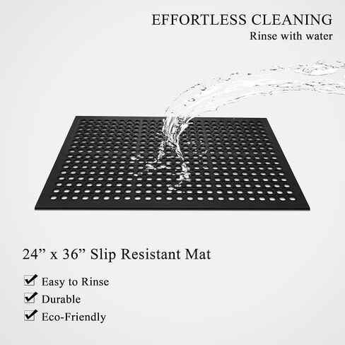 A1HC حصيرة مطاطية متعددة الأغراض مضادة للتعب، مقاس 60.96 سم × 91.44 سم، حصيرة تصريف مقاومة للدهون للحانات والمطاعم، سجادة المطبخ التجارية، سجادة مدخل حمام السباحة، سجادة الفناء، حصيرة مطاطية مضادة للانزلاق مقاومة للماء، أسود in Kuwait