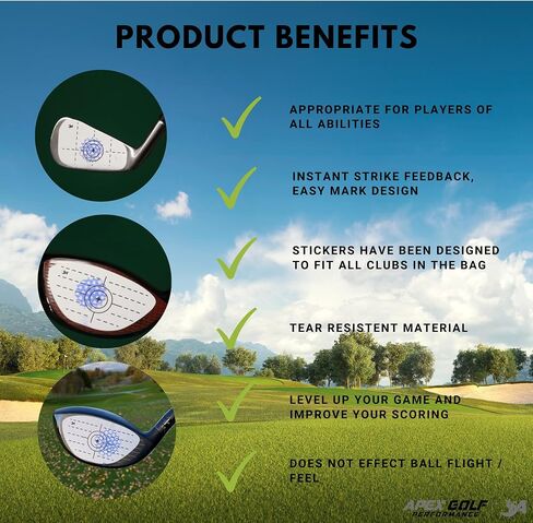 Apex Golf Performance Golf Impact Tape, Golf Ball Sweet Spot Finder, Perfect Precision Impact Golf Training aid, Direct Strike Impact Feedback. Perfect Training aid to Improve Your Golf Performance! in Saudi Arabia