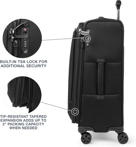 Travelpro Crew Classic Lightweight Softside Expandable Checked Luggage, 8 Wheel Spinner Suitcase, TSA Lock, Men and Women, Checked Medium 25-Inch, Black in Saudi Arabia
