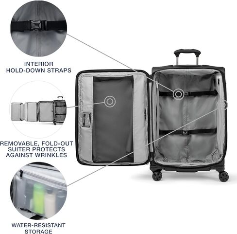 Travelpro Crew Classic Lightweight Softside Expandable Checked Luggage, 8 Wheel Spinner Suitcase, TSA Lock, Men and Women, Checked Medium 25-Inch, Black in Saudi Arabia