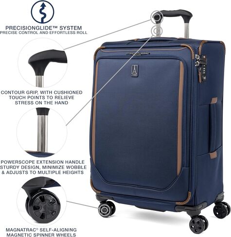 Travelpro Crew Classic Lightweight Softside Expandable Checked Luggage, 8 Wheel Spinner Suitcase, TSA Lock, Men and Women, Checked Medium 25-Inch, Black in Saudi Arabia