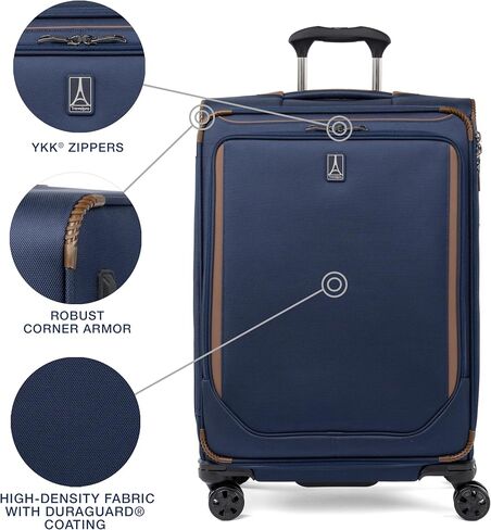 Travelpro Crew Classic Lightweight Softside Expandable Checked Luggage, 8 Wheel Spinner Suitcase, TSA Lock, Men and Women, Checked Medium 25-Inch, Black in Saudi Arabia