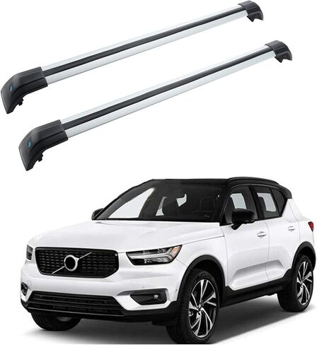 MotorFansClub حامل سقفي قضبان متقاطعة تناسب فولفو XC40 2018 2019 2020 قضبان متقاطعة للأمتعة والأمتعة من الألومنيوم (2 قطعة) in Kuwait
