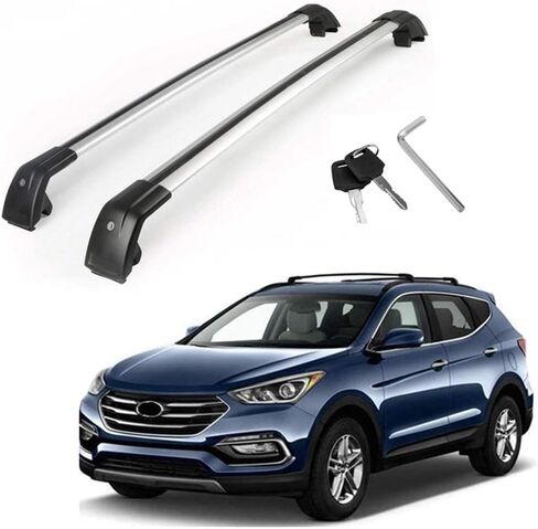 MotorFansClub حامل سقفي قضبان متقاطعة مناسبة لشركة Hyundai Santa Fe Sport 2013 2014 2015 2016 2017 2018 أمتعة الأمتعة سقف علوي للسكك الحديدية in Saudi Arabia