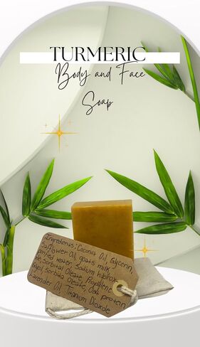 | Organic Turmeric Bar Soap For Dark Spots with Lavender Oil | Skin Brightening Turmeric Face & Body Soap Bar | Long Lasting Rich Creamy Lather for Bright Natural Radiant | 3.75oz in Saudi Arabia