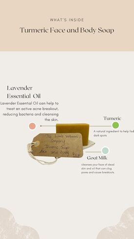 | Organic Turmeric Bar Soap For Dark Spots with Lavender Oil | Skin Brightening Turmeric Face & Body Soap Bar | Long Lasting Rich Creamy Lather for Bright Natural Radiant | 3.75oz in Saudi Arabia