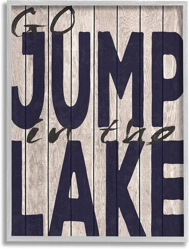 Stupell Industries Go Jump In The Lake Country Typography Navy، تصميم ريجينا نوفيل in Saudi Arabia