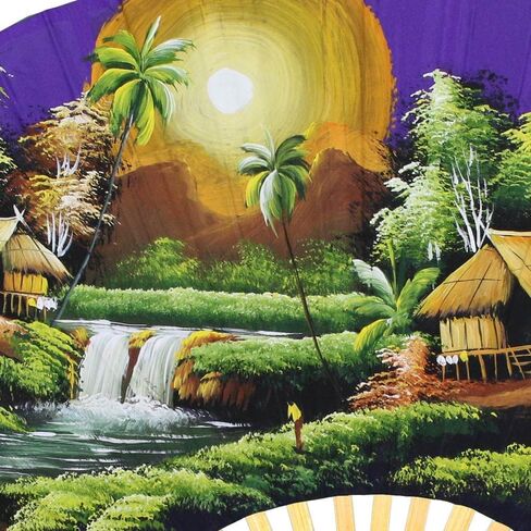 Golden Village Folding Wall Fan Hand-painted Wall Decor Art (60 inch wide) in Kuwait