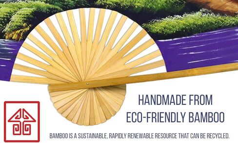 Golden Village Folding Wall Fan Hand-painted Wall Decor Art (60 inch wide) in Kuwait