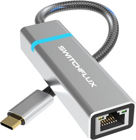 محول USB C إلى إيثرنت 2.5 جيجا، محول شبكة USB من الألومنيوم من النوع C 3.1 إلى RJ45 Gigabit LAN (متوافق مع Thunderbolt 3) لأجهزة MacBook Pro/Air وiPad Pro وiPhone 15 Series والكمبيوتر المحمول والمزيد in Kuwait