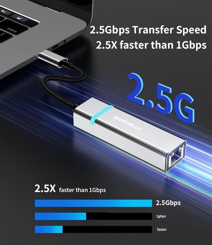 محول USB C إلى إيثرنت 2.5 جيجا، محول شبكة USB من الألومنيوم من النوع C 3.1 إلى RJ45 Gigabit LAN (متوافق مع Thunderbolt 3) لأجهزة MacBook Pro/Air وiPad Pro وiPhone 15 Series والكمبيوتر المحمول والمزيد in Kuwait